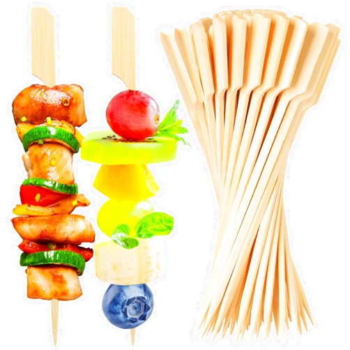 DOUDOULE 200PCS Bamboo Skewers for Appetizers, [6 Inch] Long Cocktail Picks Fancy Toothpicks for Appetizers, Flat Paddle Wooden Skewers Food Sticks for Party Drinks Fruit BBQ, Charcuterie Boards Accessories