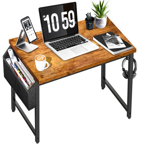 DLisiting Small Desk for Small Spaces - Student Kids Study Writing Computer Table for Bedroom School Work PC Workstation,Rustic 30 31 Inch