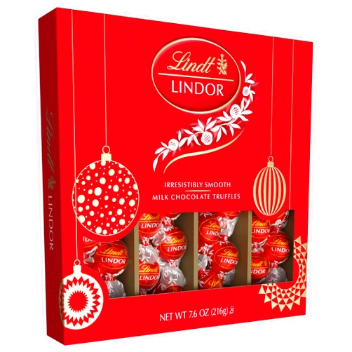 Lindt LINDOR Holiday Assorted Chocolate Candy Truffles Wrapped Gift Box, Assorted Chocolate Candy with Smooth, Melting Truffle Center, 10.1 oz.