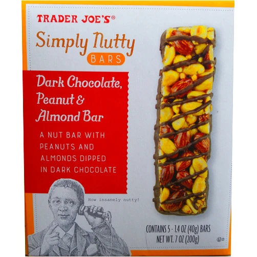 TJ's Trader Joe's Simply Nutty Bars Dark Chocolate, Peanut & Almond Bar