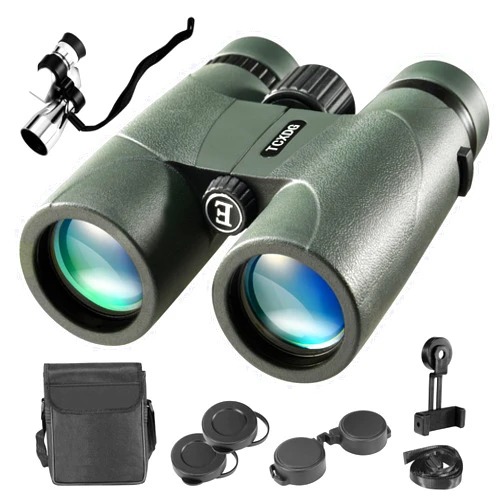 TCXDG HD 10x42 Binoculars with Phone Adapter and 8x20 Corner Monoculars - Large View Binoculars with Clear Low Light Vision - Lightweight Waterproof Binoculars for Bird, Boating, Hiking, and Camping(Nature)