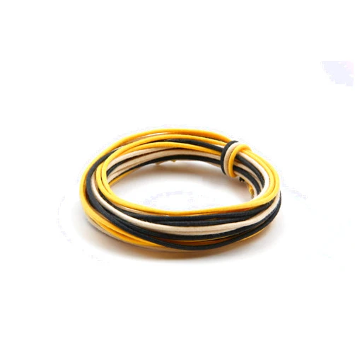 The Art Of Tone Gavitt Pushback Cloth Wire for Electric Guitar, 22 AWG Pre-tinned Stranded Copper Wire, 6 feet of Each Color, Black/White/Yellow