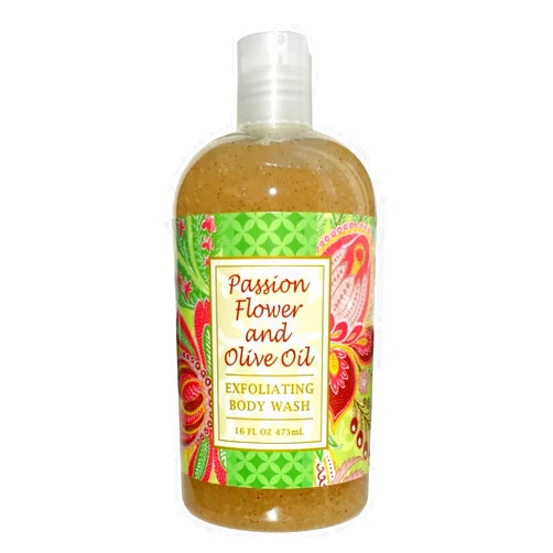 Greenwich Bay Trading Company Greenwich Bay PASSION FLOWER OLIVE OIL Exfoliating Body Wash, Enriched with Shea Butter, Blended with Loofah and Apricot Seed 16 oz