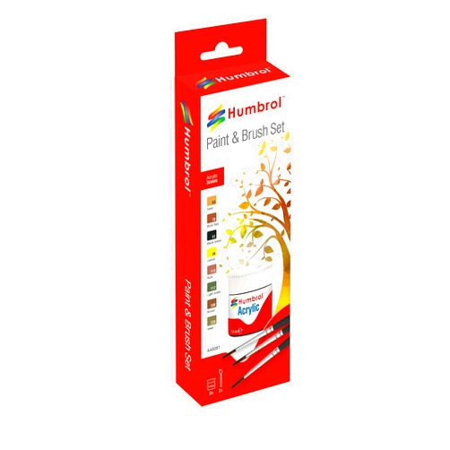 Humbrol AB9061 Acrylic Landscape Painting Set - 8 x 14ml 3 x brush