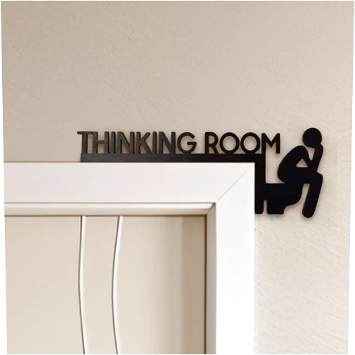 Generic Funny Bathroom Decor for Home, Thinking Room Fun Toilet Door Sign, Black Restroom Sign, Funny Door Topper Decor, Hilarious Door Topper Decor (Thinking Room)