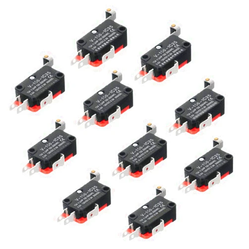 HiLetgo 10pcs V-156-1C25 Lead Limit Switch SPDT Switch Silver Base Contact Roller Swing