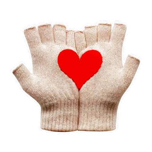 Rvikurc Winter Fingerless Gloves for Women, Love Heart Printed Couple Gloves, Knit Stretchy Cold Weather Warm