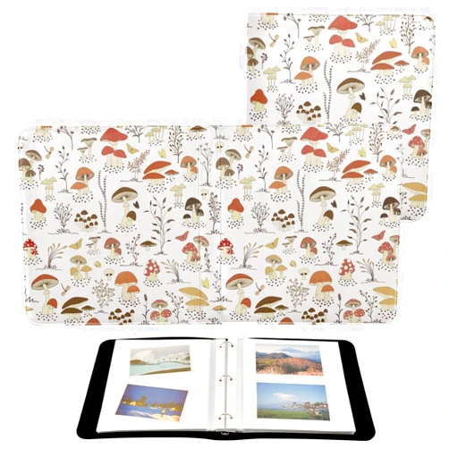 YETTASBIN Photo Albums, Mushroom PU Leather Bookshelf Photo Albums, Large Waterproof DIY 3 Ring Scrapbooking Album with 40 Detachable Blank Pages for Family Wedding Baby Life Memory