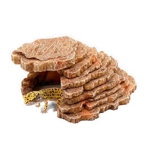 Relaqcc Gecko Hide Shale Scape Step Ledge, Reptile Cave Hideout Tank Accessories Decorations, Great for Reptiles, Amphibians, Leopard Gecko, Lizard, Frogs, Turtle (Small-7.3 * 4.4 * 3)