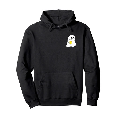 Vintage Halloween Cute Ghost Costume Spooky Season Ghost Drinking Beer Funny Halloween Costume Beer Lover Pullover Hoodie