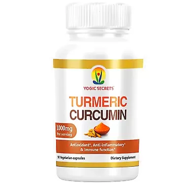 Yogic Secrets Turmeric Curcumin 95% Curcuminoids Extract 1000mg with Black Pepper for Ultra High Absorption, Natural Immune Support, Joint Support, Dietary Supplement by Yogic Secrets (90 Capsules) 1 Count (Pack of 1)
