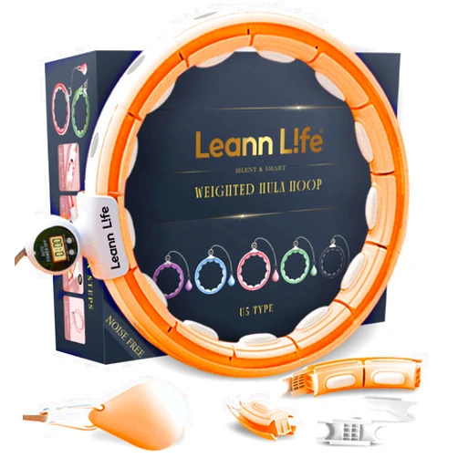 Leann L!fe U5-16 Knots Waist 28”- 46”, Silent Smart Weighted Hula Hoop for Adults Weight Loss, Infinity Hoop Plus Size, Home Outdoors Fitness Exercise, Abdominal Toner