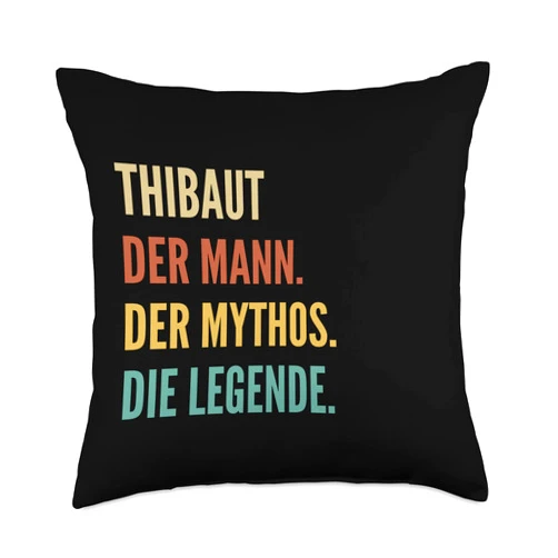 Lustige Vornamen-Designs für Männer Funny German First Name Design-Thibaut Throw Pillow, 18x18, Multicolor