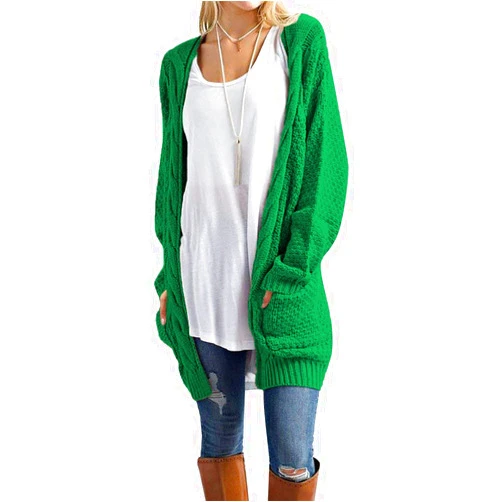 Traleubie Women's Open Front Long Sleeve Boho Boyfriend Knit Chunky Cardigan Sweater