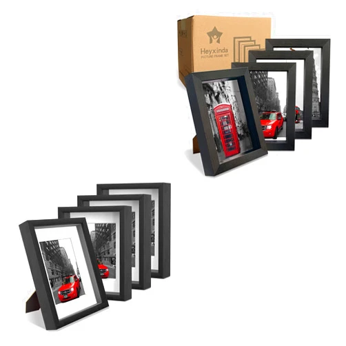 Heyxinda Shadow Box Picture Frames: Black Shadow Boxes Display Cases Bundles of 4pcs 8