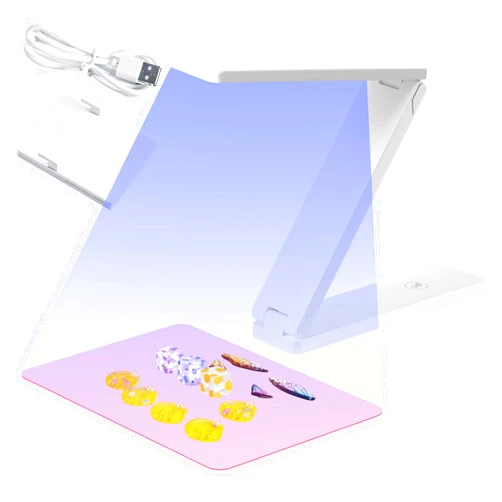 VIHOSE UV Light for Resin Curing Foldable UV Resin Light with 18 Lamp Beads Large Lamp with Silicone Pad for Molds, Jewelry Making, DIY Crafts Supplies(White)
