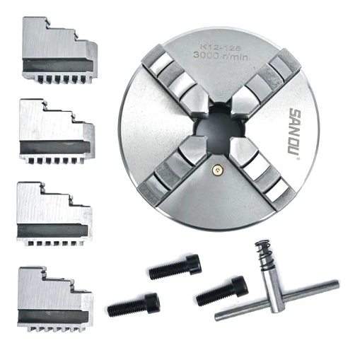 YINMAO 5 Inch 4 Jaw Lathe Chuck 125MM SANOU 4 Jaw Self-Cening Chuck K12-125 Manual Metal Lathe Chuck 4 Jaw