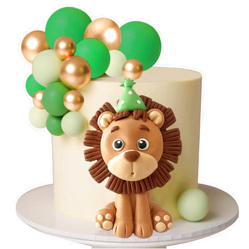 RASSLISA Lion Safari Jungle Animal Cake Toppers for Baby Shower Wild Themed Birthday Party Decorations (Ball)