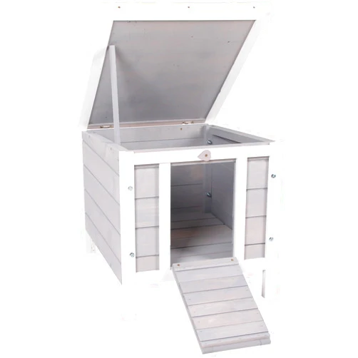 PawHut Small Wooden Rabbit Hutch Bunny Cage Guinea Pig Cage Duck House Dog House with Openable & Waterproof Roof, Gray