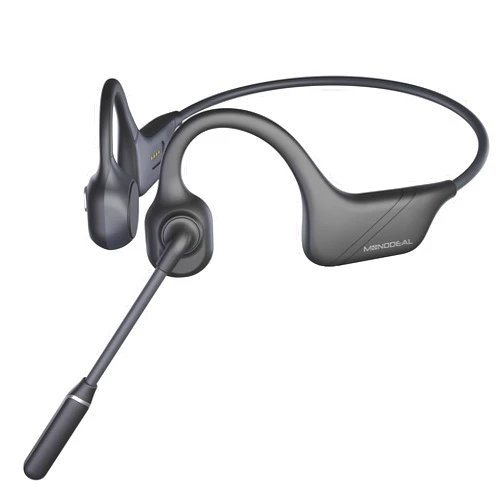 MONODEAL Bone Conduction Headphones with Mic, Bluetooth 5.3 Open Ear Headphones with Noise-Canceling Boom Microphone, Wireless Headset Earphones for Work, Driving, Home Office Commercial