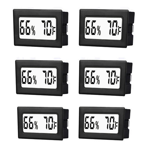 TASOGEN 6 Pack Mini Small Digital Hygrometer Thermometer Indoor Temperature and Humidity Meter Gauge with Temp Humidity Sensor Monitor Fahrenheit (℉) for Jars,Home,Room