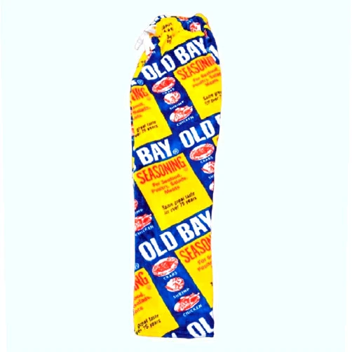 Maryland My Maryland Old Bay Can Pattern Yellow/Blue Fuzzy Lounge Pants Pajama Bottoms
