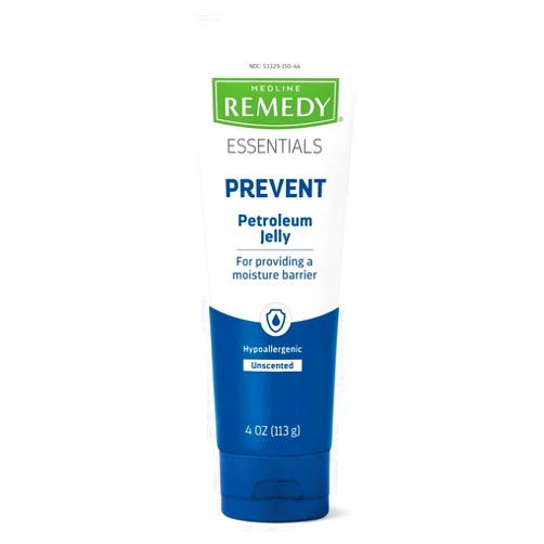 Medline Remedy Essentials Petroleum Jelly (4 oz Tube), 12 Count, 100% Pure White Petrolatum, Skin Protectant Barrier, Diaper Rash, Minor Burns & Wounds, Seals Out Wetness, For Dry, Chapped Skin