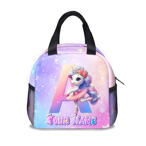 CUSPCOD Lunch Box for Women, Unicorn Lunch Bags for Kids, Custom Lunchbox with Name/Text, Small Lunchbag for Girls, Ideal for Office Work Picnic