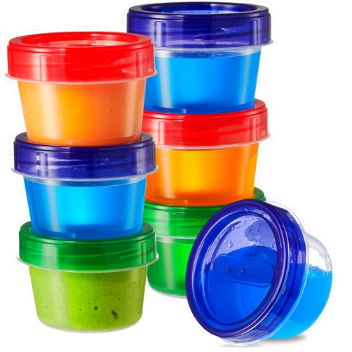 Elegant Disposables Baby Food Storage Containers 4 oz Food Storage Jars with Color Twist Lids Plastic Freezer Storage Pack of 24