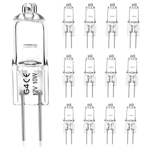 WeshLMPO G4 Bulb,12V 10W Halogen Light Bulbs 2 Pin,G4 Light Bulbs Replacement for Under Cabinet Puck Light,Chandeliers, Accent Lights, Track Lighting (12 Pack)