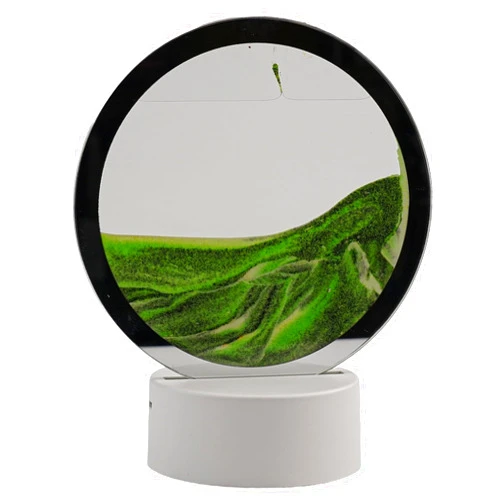 Generic Sandflow Studio Dynamic Sand Art Table Lamp with Touch Control Lighting and Rotating Natural Landscape Design(Green)