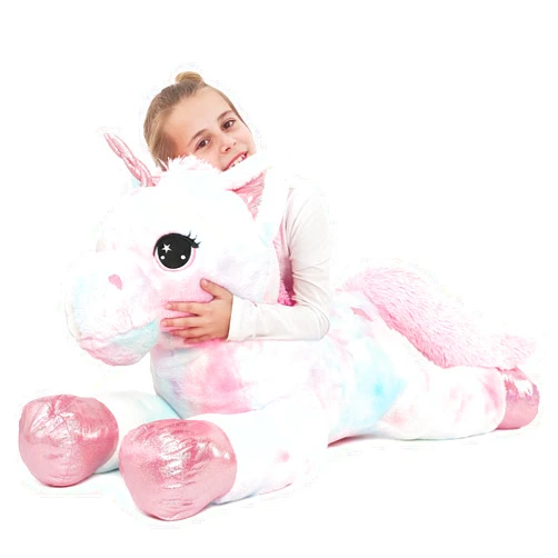 Muiteiur Large Unicorn Stuffed Animal Soft Unicorn Plush Pillow Giant Stuffed Unicorn Valentines Gifts for Girls (Pink, 43.4inch)