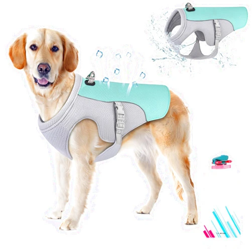 Guzekier Dog Cooling Vest Dog Harness Cooler Jacket with Portable Water Bottle, for Walking Dog, Outdoor Camping and Hunting Training.(M)