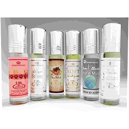 Al-Rehab 6 (Six) Al-Rehab 6ml Perfume Oils Best Sellers Set # 2: Roses, Bakhour, Balkis, Silver, Lovely and Sabaya