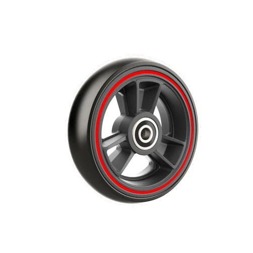 RIANT WHEEL 4 X 1.4 inch, Solid, PU Wheels, Wheelchair Casters, Nylon Rim, one Pair (Red)