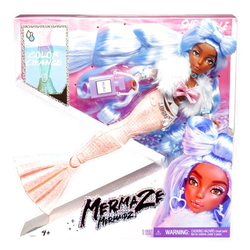 MERMAZE MERMAIDZ Color Change Shellnelle Mermaid Fashion Doll with Designer Outfit & Accessories, Stylish Hair & Sculpted Tail, Poseable, Multicolor, 580829