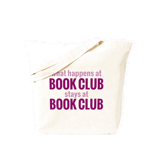CafePress What Happens At Book Club Tote Bag Reusable Natural Beige Canvas Shopping Bag