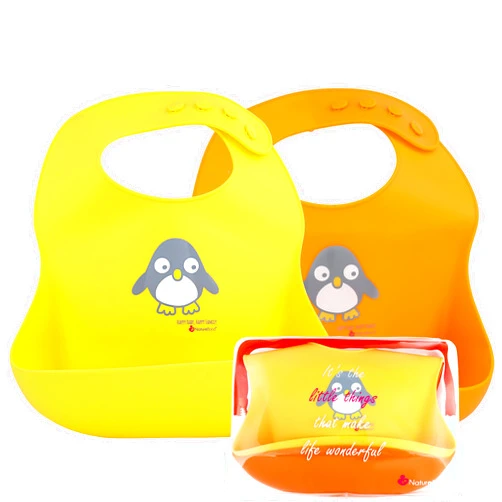 NatureBond Silicone Baby Bibs Easily Wipe Clean With Waterproof Pouch (2 PCs)