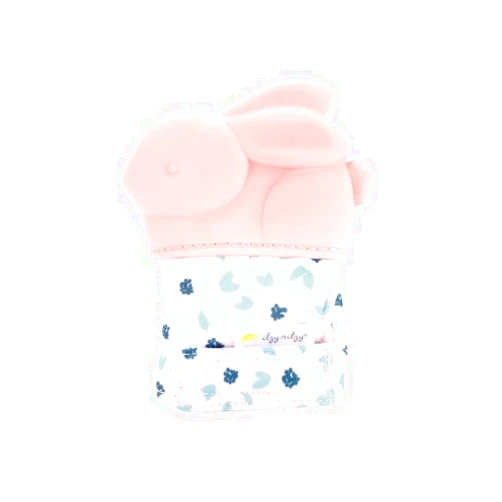 Itzy Ritzy Silicone Teething Mitt - Soothing Infant Teething Mitten with Adjustable Strap, Crinkle Sound & Textured Silicone to Soothe Sore & Swollen Gums - Baby Teething Toy for 3 Mos & Up, Bunny