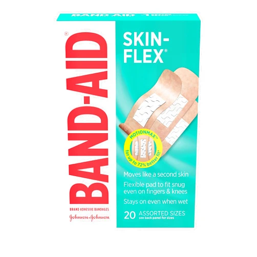 Band-Aid Brand Skin-Flex Adhesive Bandages for First Aid and Wound Care of Minor Cuts and Scrapes & Burns, Flexible Sterile Bandages Great for Fingers, Hands & Knees, Assorted Sizes, 20 ct