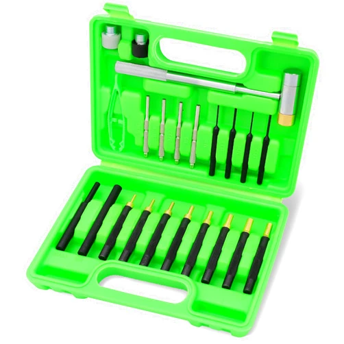 SWANLAKE GARDEN TOOLS SWANLAKE 22PC Punch Set and Hammer with Brass, Hollow, Steel, Plastic Punches, Brass Punch for Maintenance.