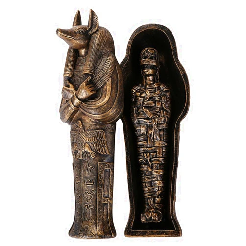 Pacific Giftware Ancient Egyptian Artifact Collectible God of Underworld Anubis Sarcophagus Coffin w/Mummy Insert Figurine 5.5 Inch L