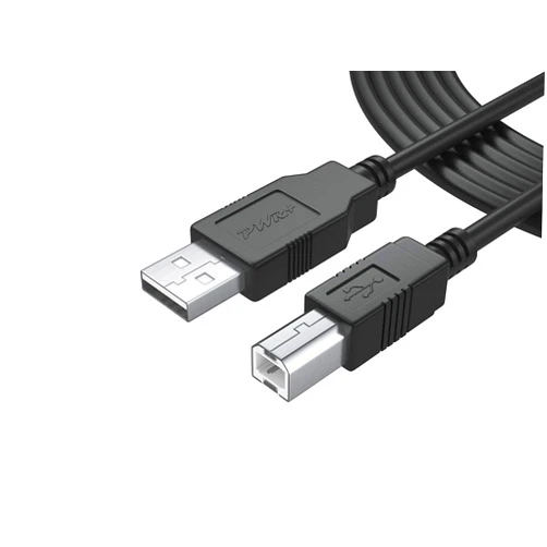 PWR+ 25Ft Extra Long USB-2.0 Cable Type-A to Type-B High Speed Cord for Audio Interface, Midi Keyboard, USB Microphone, Mixer, Speaker, Monitor, Instrument, Strobe Light System Mac PC Type A to Type B