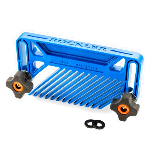 ROCKLER Adjustable Feather Board - Precision Woodworking Tools w/T Track Clamp for - Portable Table Saw & Router Table - Durable ABS Plastic for Secure, Accurate Cuts