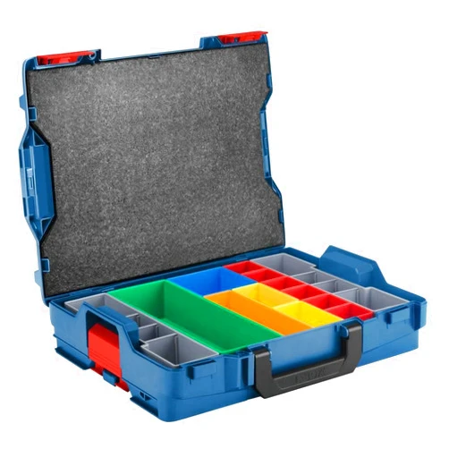 BOSCH - LBOXX-1A Bosch - L-BOXX-1A 17.5 In. x 14 In. x 4.5 In. Stackable Carrying Case with 13 pc. Insert Set Blue