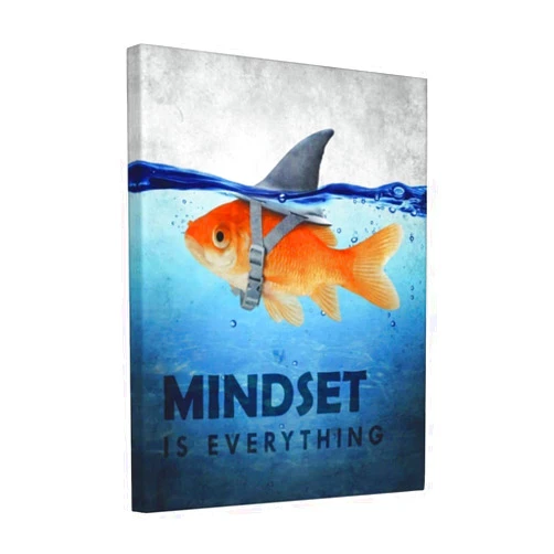 FOSMXA Goldfish Canvas Print Motivational Wall Art Shark Pictures Funny Animal Poster Modern Artwork for Bedroom Bathroom Living Room Home Decor Framed Ready to Hang 8x10 Inches