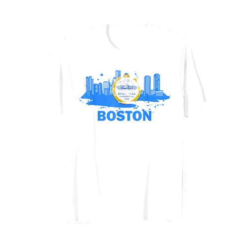 Boston Massachusetts Home State Outfits & Designs Boston City Flag Downtown Boston Skyline T-Shirt