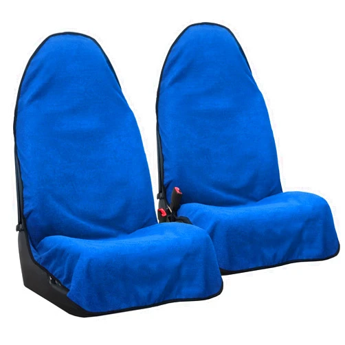 XCAR 2pcs Sweat Towel Front Seat Covers Waterproof Bucket Seat Protector Universal Fit for Cars, SUVs and Trucks, Machine Washable Blue