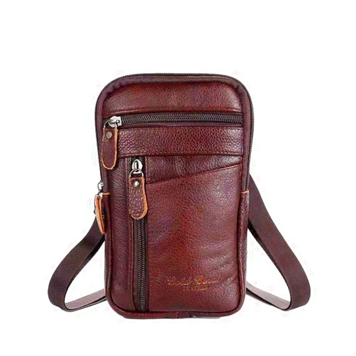 KRONDO Men's Leather Handbag Bag Small Crossbody Shoulder Bags Phone Wallet Satchel Pocket Camping Casual Daypack-Brown