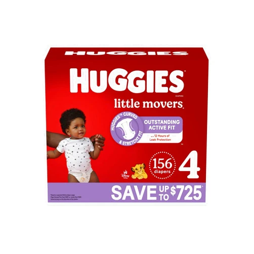 Huggies Little Movers Diapers, Size 4-22-37 Pounds (156 Count)